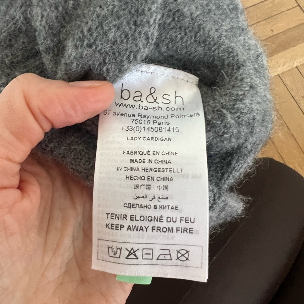 BASH Heather Grey Wool Oversized Cardigan - Picture 10 of 15